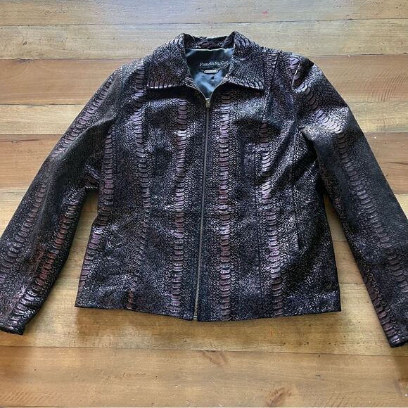 Pamela McCoy 100% Leather Purple Black Snakeskin Jacket - Medium - Picture 1 of 10